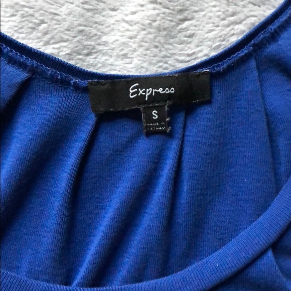 Express blue short sleeve tunic top with pockets - Picture 3 of 3